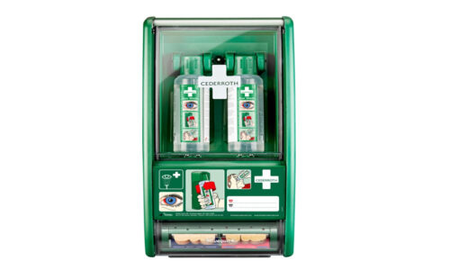 CEDERROTH EYEWASH STATION WITH SALVEQUICK BANDAGE DISPENSER – 720970